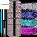Flat Back Rhinestone Kits Colorful Rhinestones+Crystal Ab&Transparent White Face Gems Nail Gem with Quick Dry Makeup Glue+Picker Pencil+Tweezer for Bedazzling Face Makeup and Nail Art