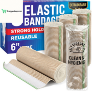 High-Performance Elastic Bandage Wrap - 6 Pack (2X2In, 2X3In, 2X4In) - Self-Closing Strong Compression Bandage Wrap for Feet, Ankles, Wrists, and Knees