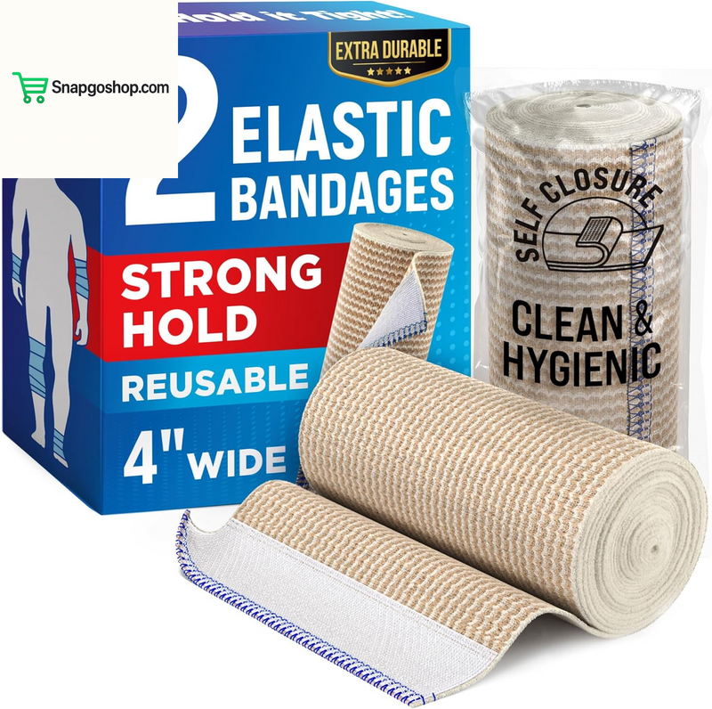 High-Performance Elastic Bandage Wrap - 6 Pack (2X2In, 2X3In, 2X4In) - Self-Closing Strong Compression Bandage Wrap for Feet, Ankles, Wrists, and Knees