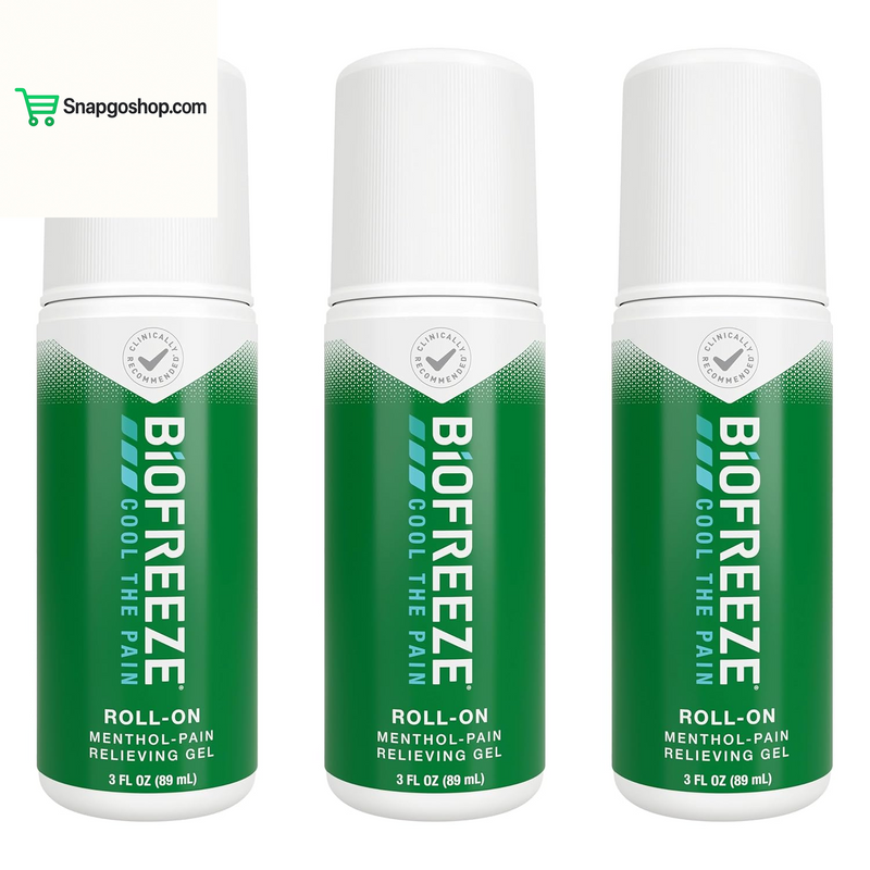 Roll on Pain Relief for Knee, Neck, Hip, Joint, Shoulder, & Simple Backache, Arthritis Pain Reliever, Sore Muscle Relief, Roll on Menthol Gel 3 Fl Oz (Pack of 3)