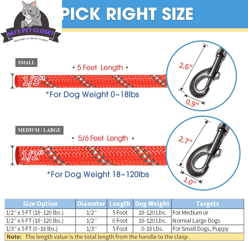 Upgrade your walks with our 2-Pack 5/6 FT Dog Leashes! 🐾✨ Featuring comfy padded handles and reflective threads for safety, perfect for all dog sizes! 🐶❤️