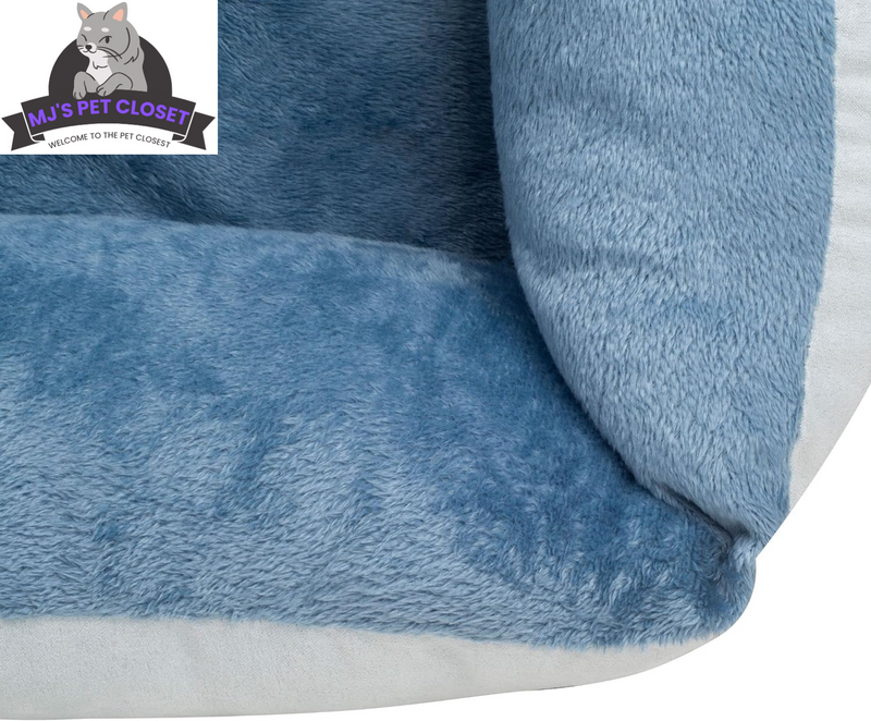 Upgrade your furry friend's comfort with our Medium Orthopedic Rectangle Bolster Pet Bed in Blue! 🐾💙 Perfect for restful naps and support!