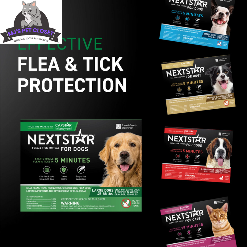 Protect Your Dog from Fleas & Ticks with NEXTSTAR: Fast-Acting 3-Month Supply for Dogs 45-88 Lbs