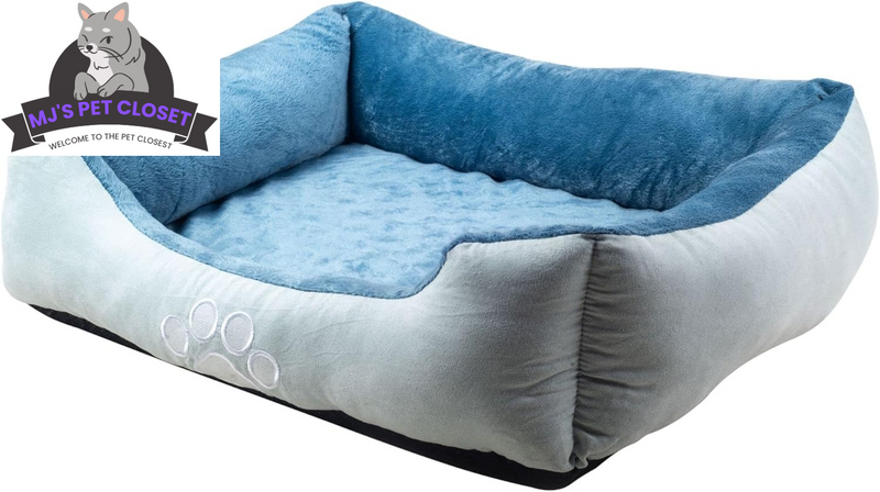 Upgrade your furry friend's comfort with our Medium Orthopedic Rectangle Bolster Pet Bed in Blue! 🐾💙 Perfect for restful naps and support!