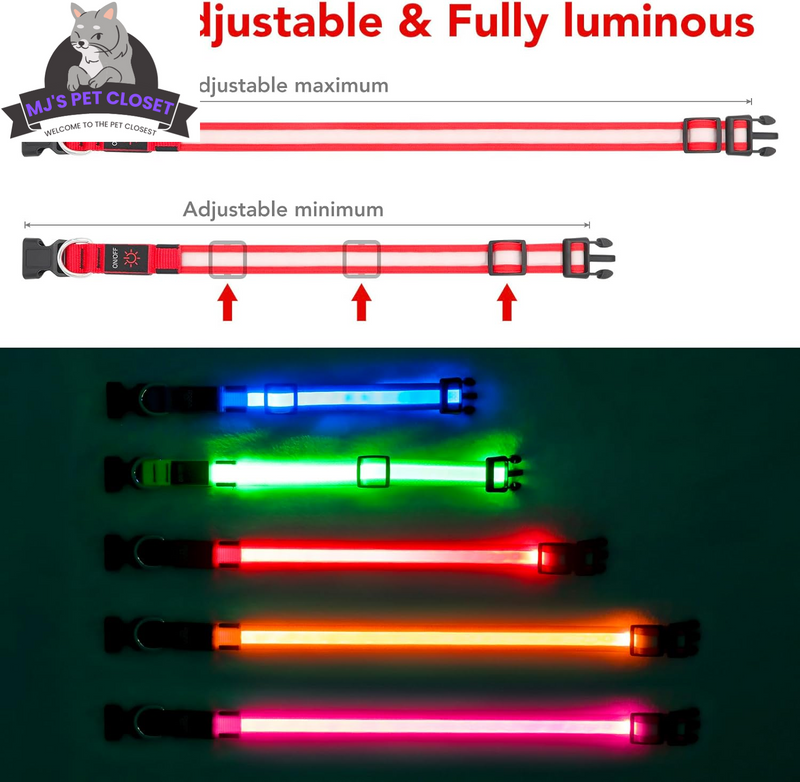 Brighten up your pup's night walks with our adjustable LED Dog Collar! 🌟 USB rechargeable & super safe! 🐾❤️