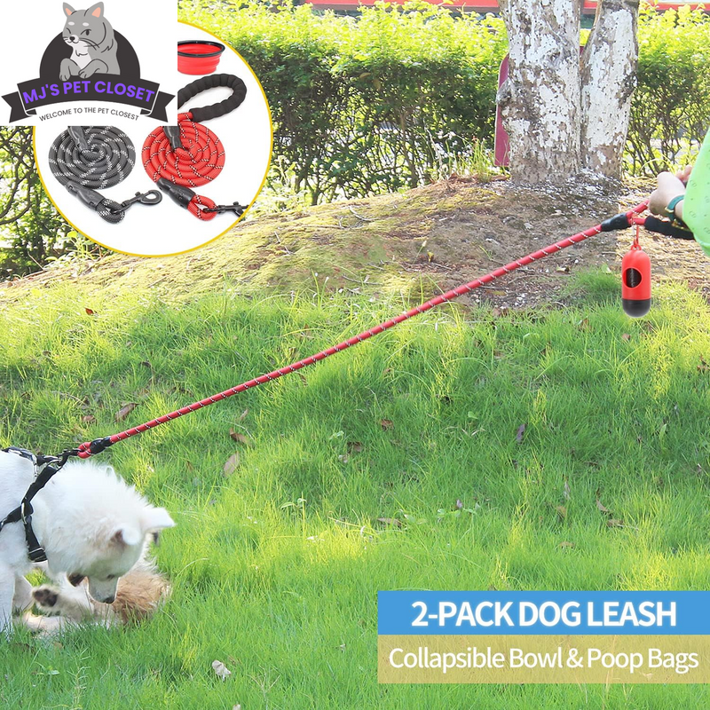 Upgrade your walks with our 2-Pack 5/6 FT Dog Leashes! 🐾✨ Featuring comfy padded handles and reflective threads for safety, perfect for all dog sizes! 🐶❤️
