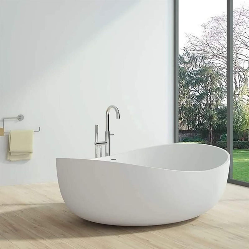 Alora Premium Freestanding Extra Large Oval Stone Besin Soaking Bathtub, 71" (SAK80751)
