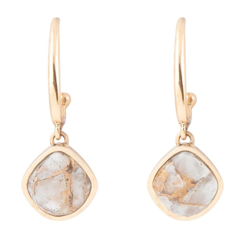 White and Golded Calcite Drop Earrings