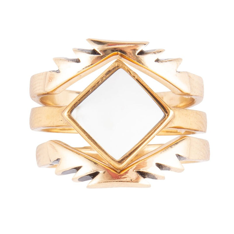 White Jasper Aztec Ring