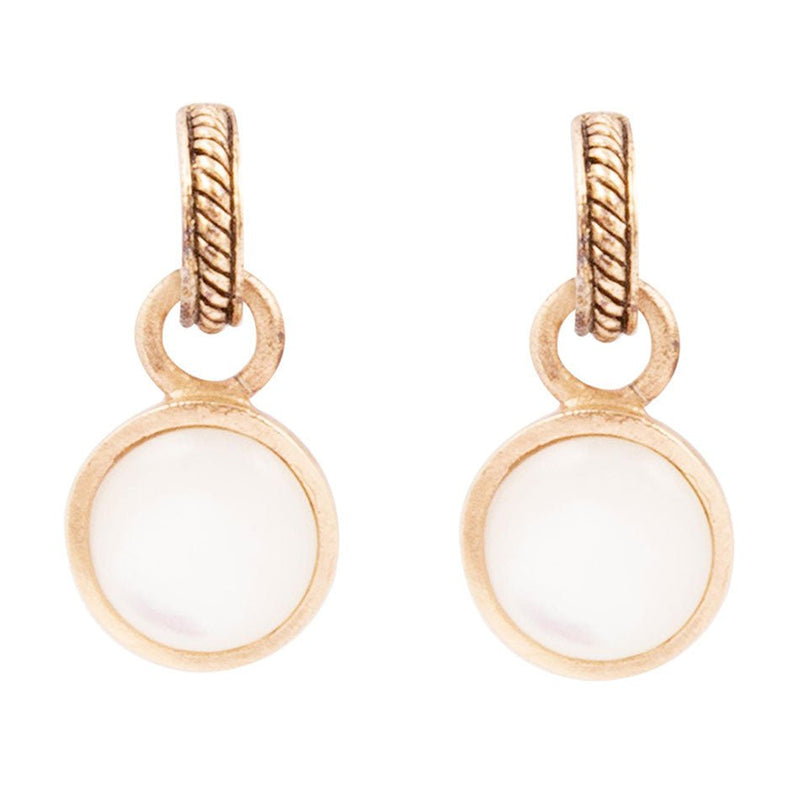 White Mother of Pearl Spotlight Golden Drop Earrings