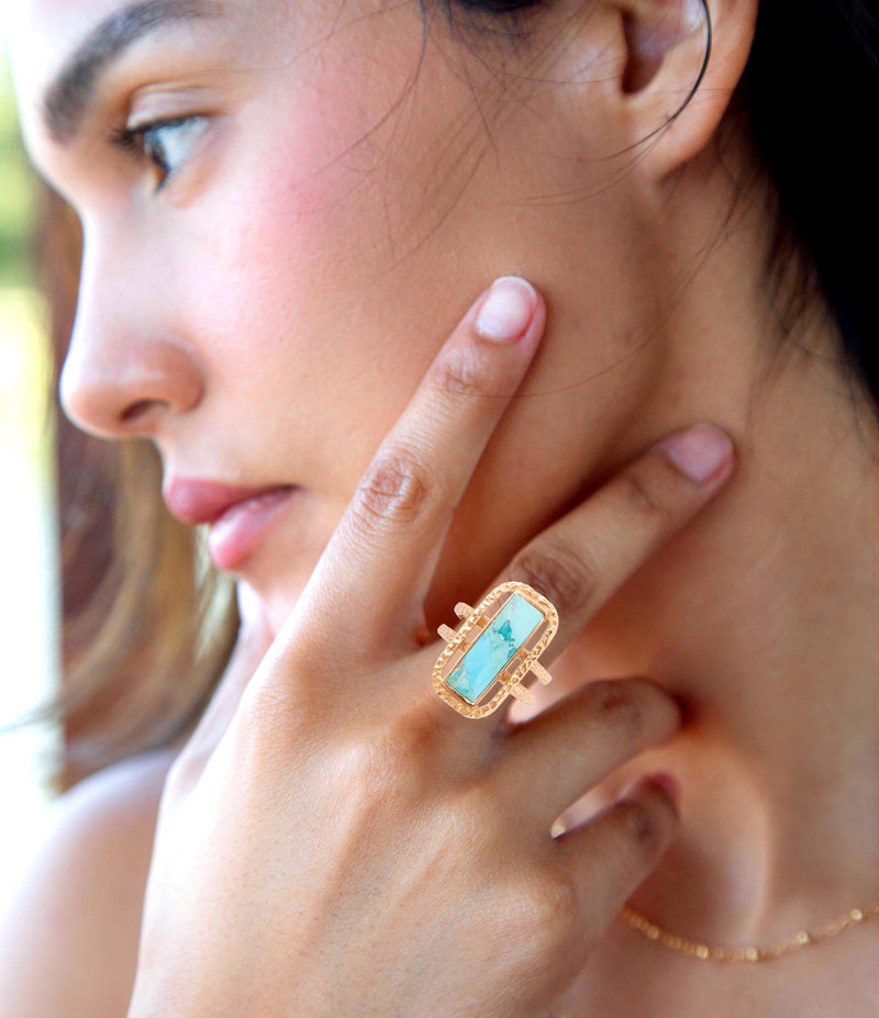 Willa Blue Turquoise Golden Statement Ring