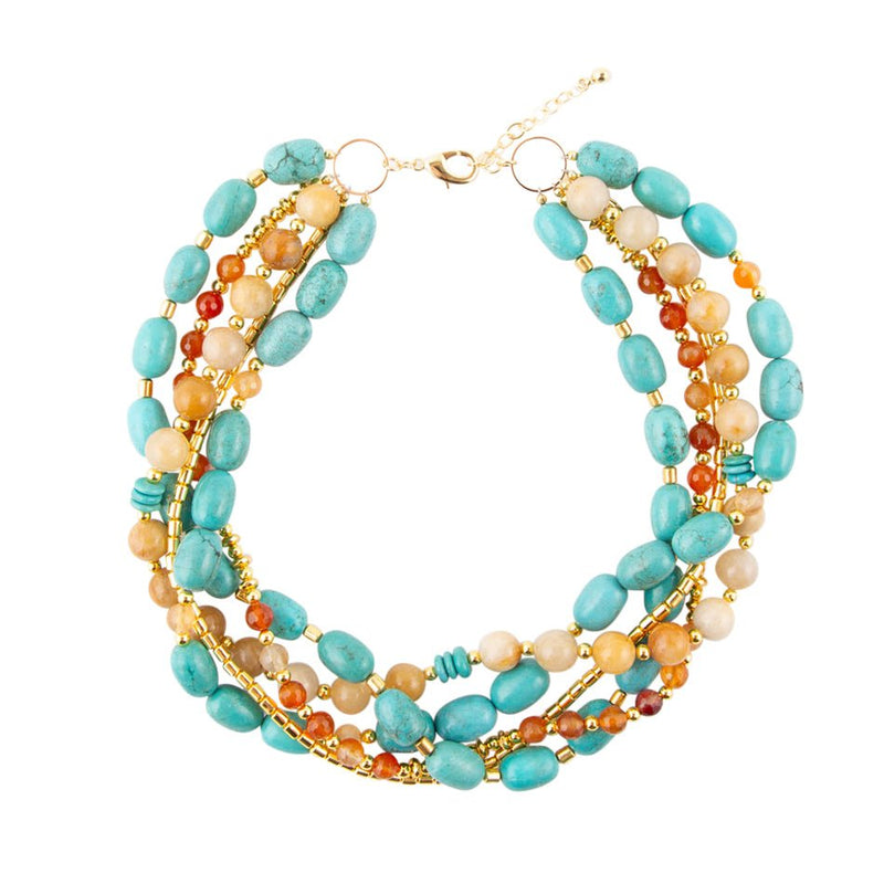 Windswept Multi-Layered Colorful Beaded Statement Necklace