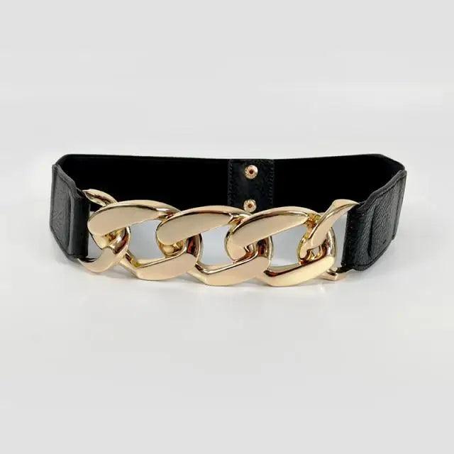 Women Elegant Elastic Stretch Wide Dress Belt  Big Chain Waistbands For Women Luxury Party Belts For Dresses