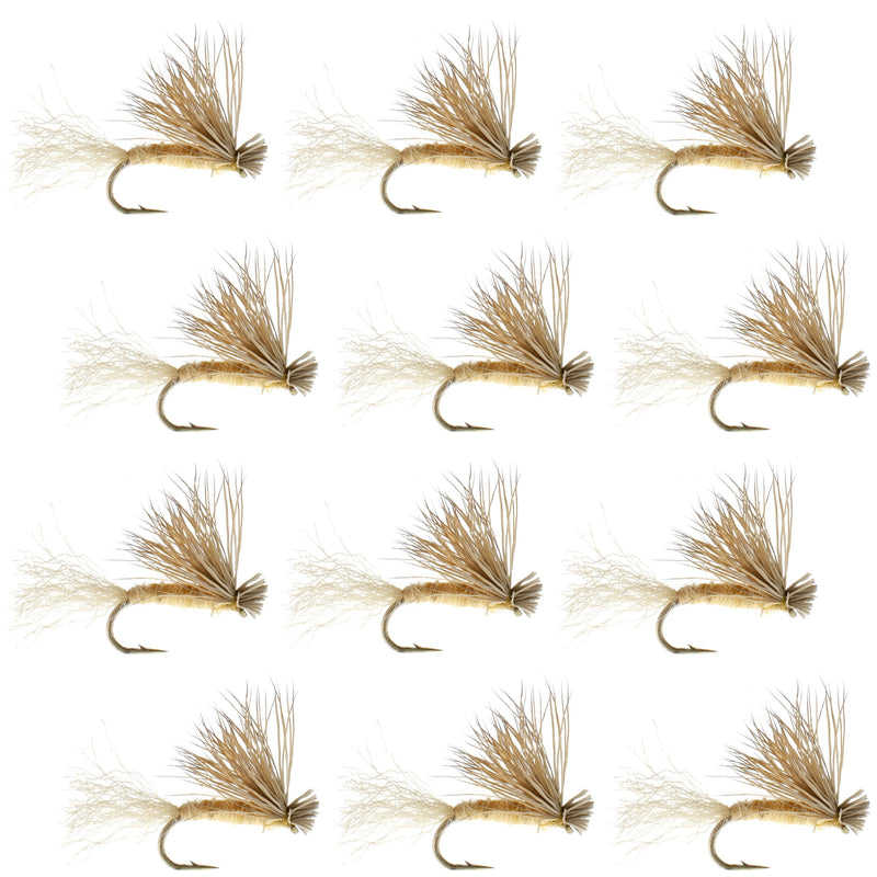Tan X Caddis Emerging Caddis Adult Trout Dry Fly - 1 Dozen Flies Hook Size 14