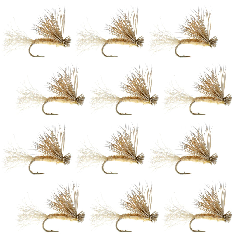 Tan X Caddis Emerging Caddis Adult Trout Dry Fly - 1 Dozen Flies Hook Size 18