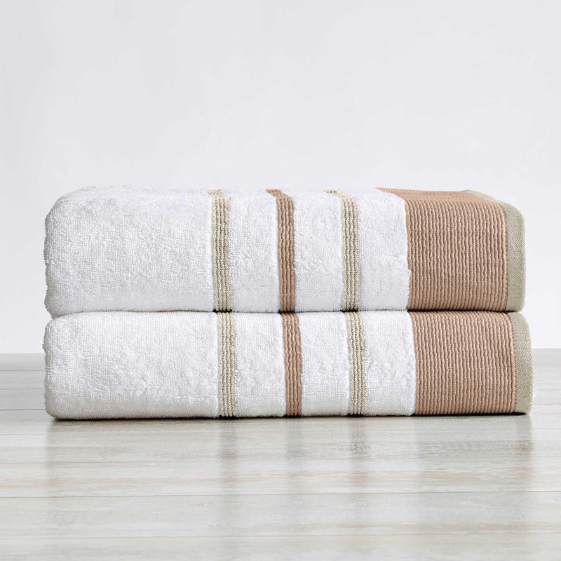 Decorative Cotton Stripe Bath Towel Set - Noelle Collection