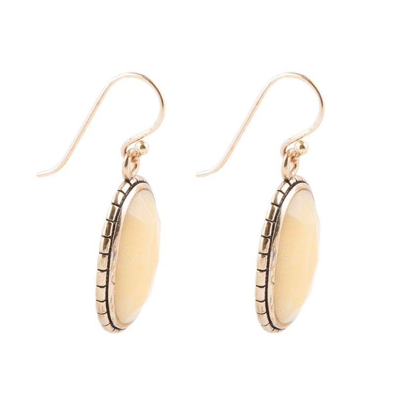 Yellow Agate Faceted Oval Earring