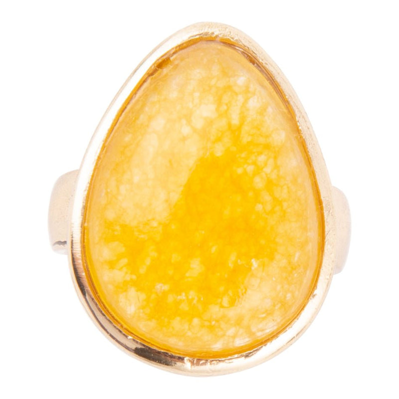 Yellow Quartz and Bronze Drop Ring