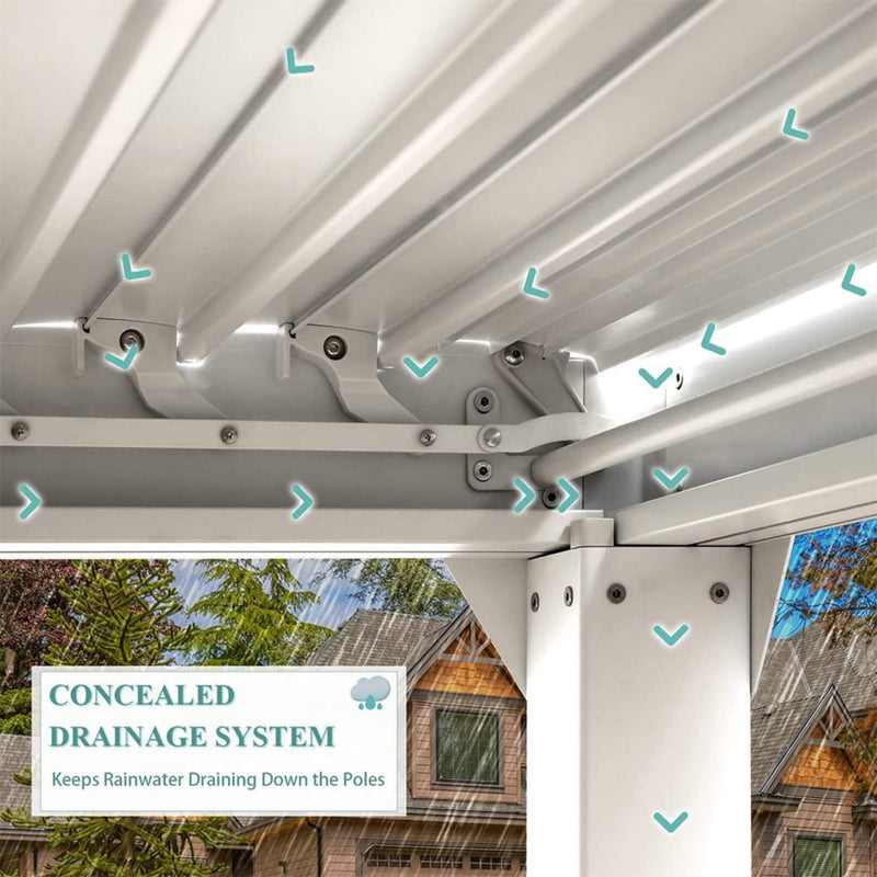 [12X20FT] Alora Outdoor Hardtop Louvered Pergola With Adjustable Aluminum Rainproof Roof (SAK18625)