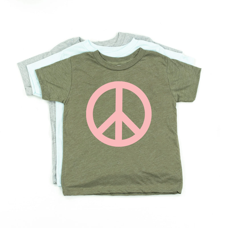 Peace Sign - Full Size Design on Front (Pink) - Child Tee