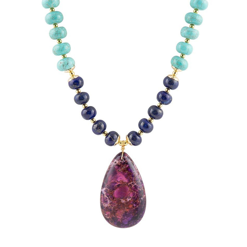 Zion Multi-Color Purple Pendant Necklace