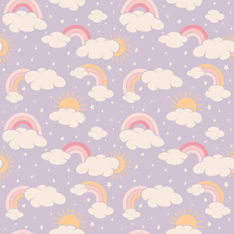 Lavender Rainbows and Clouds Zipper Footie