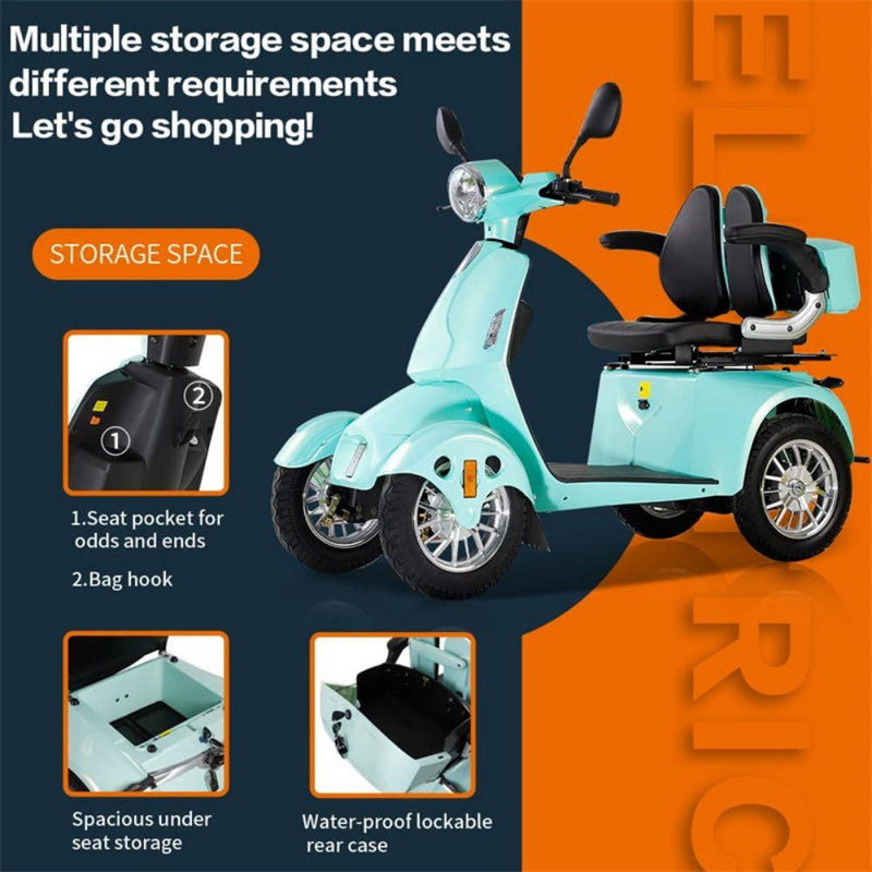 Zvg Heavy-Duty 800W 60V/20AH Four Wheel All-Terrain Travel Mobility Scooter For Adults And Seniors, 500LB (SAK97156)
